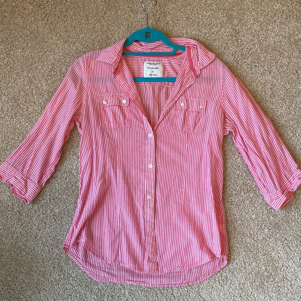 American Eagle Pink and White Flannel